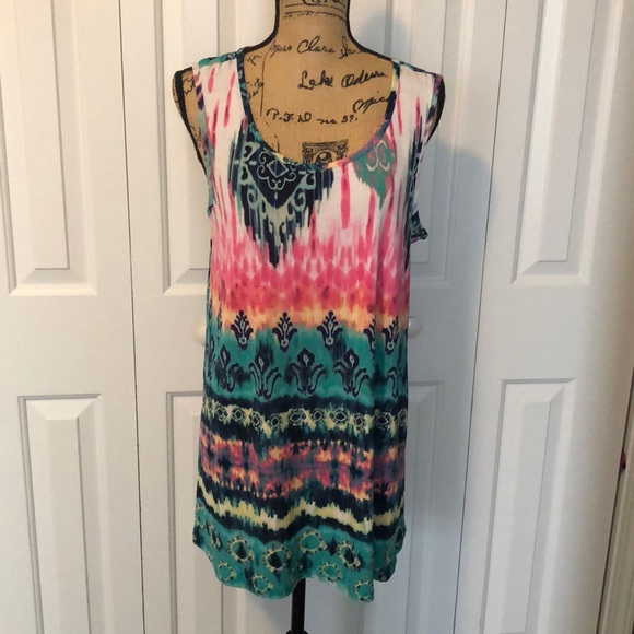 NWOT R.Rouge Multicolor Pattern Sleeveless Tunic - Picture 1 of 8